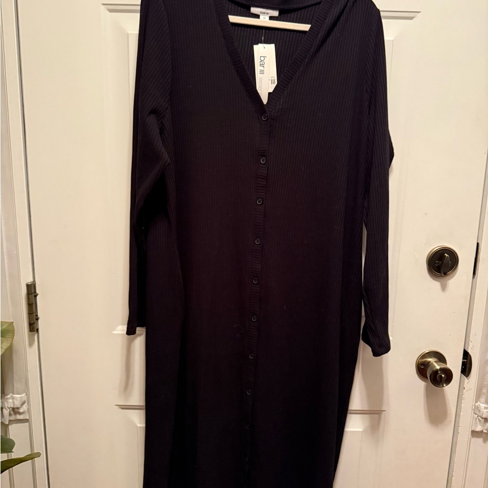 Bar III Black Body Con Plus Size Button-Down Dress